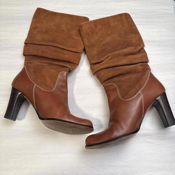 Vintage Nine West Two-Tone Leather & Suede Slouchy Boots size 8 - Picture 6 of 7